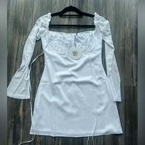 Princess Polly Elegant White Long-Sleeve Dress